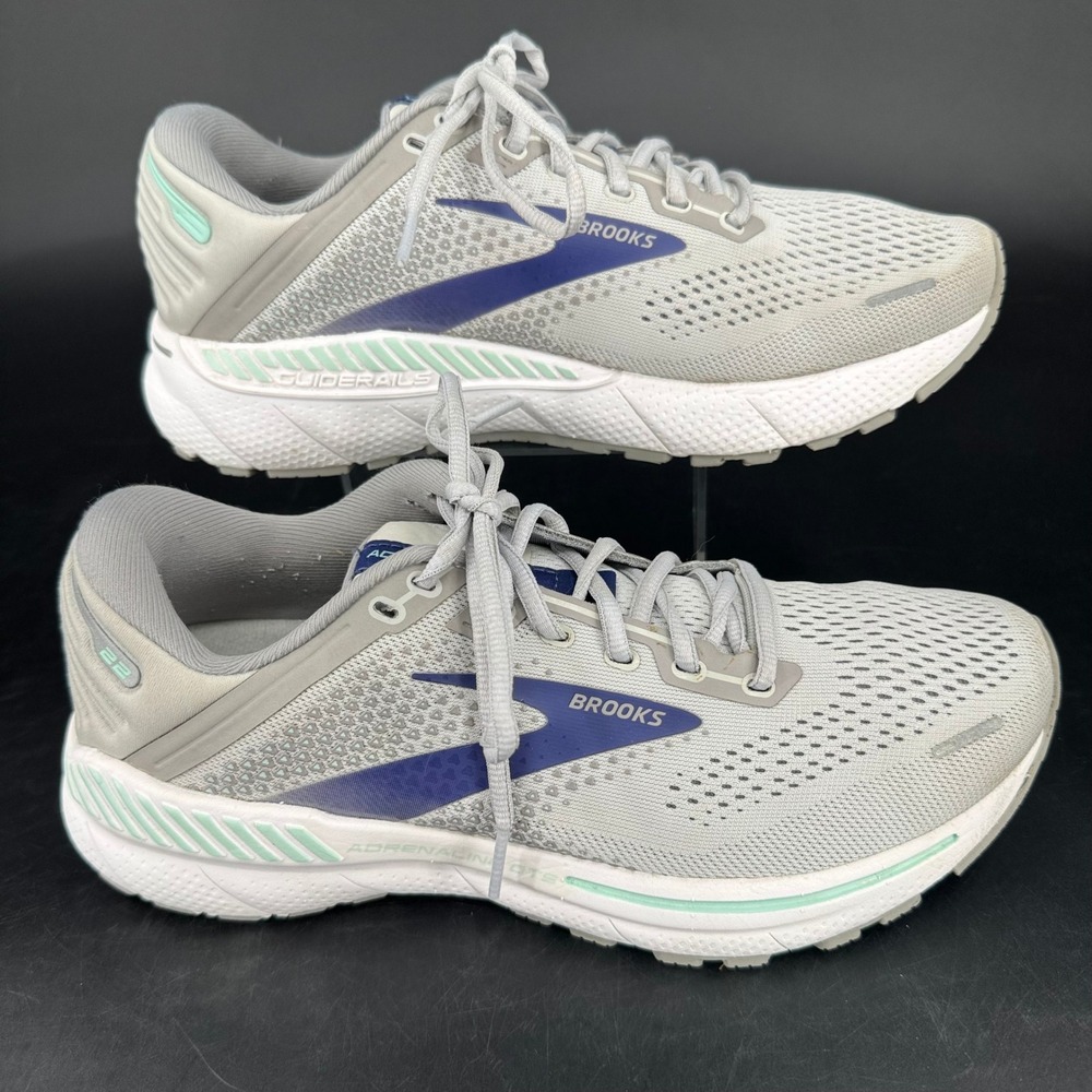 Brooks Women's Gray and Blue Athletic Running Shoes with Mint Accents